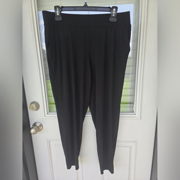Eileen Fisher Pull On Pants Size PL Black Women Cropped 32x25 Minimalist - Picture 5 of 11